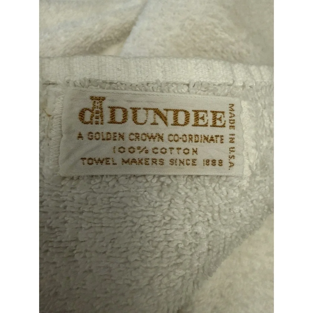 Vintage Dundee 4 Piece Set Bath & Hand‎ Towel Retro Green Floral Embroidery USA